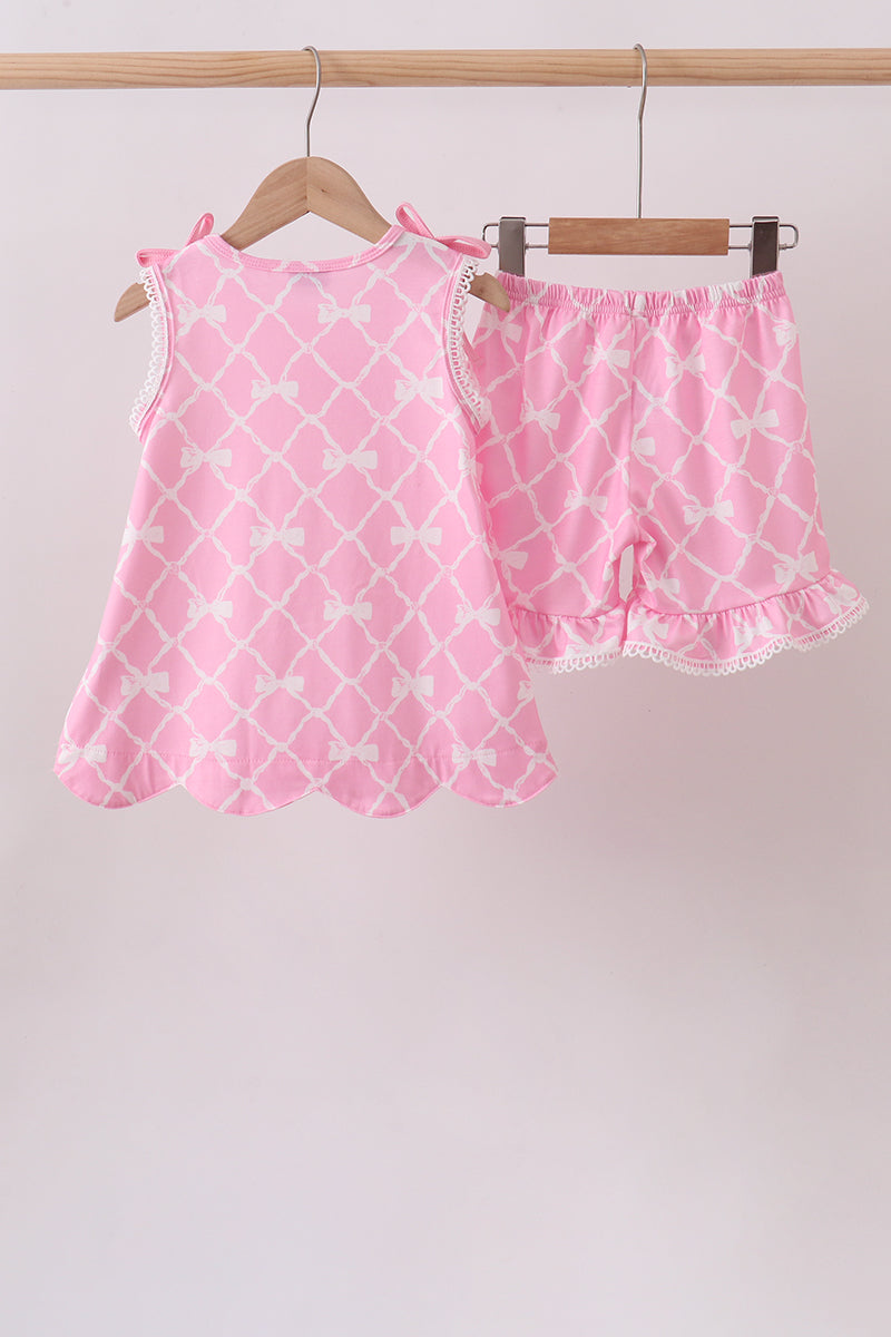 Pink Bow Knit Girls Set