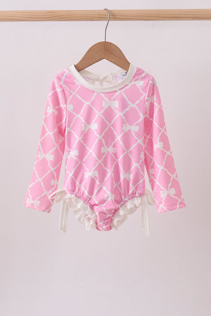 Pink Bow UPF Girls Rashguard