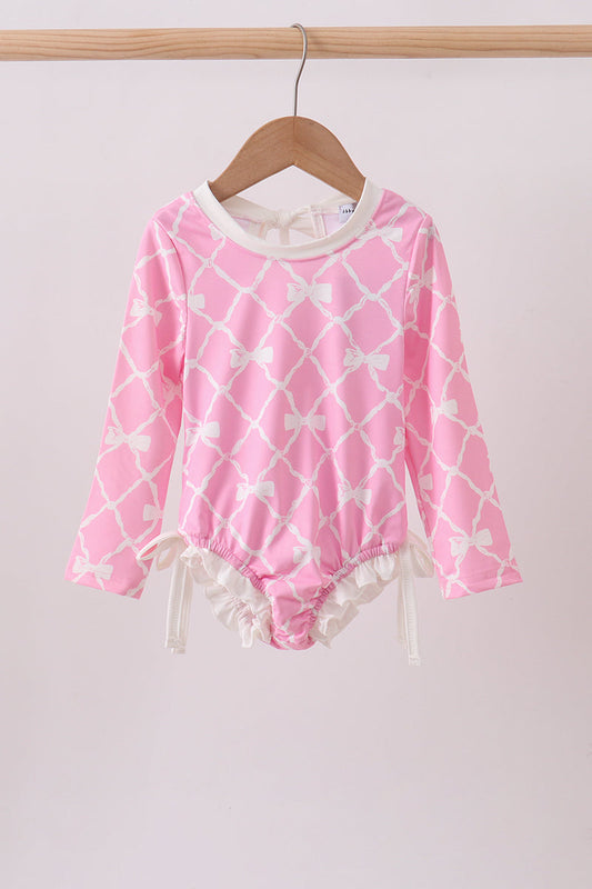 Pink Bow UPF Girls Rashguard