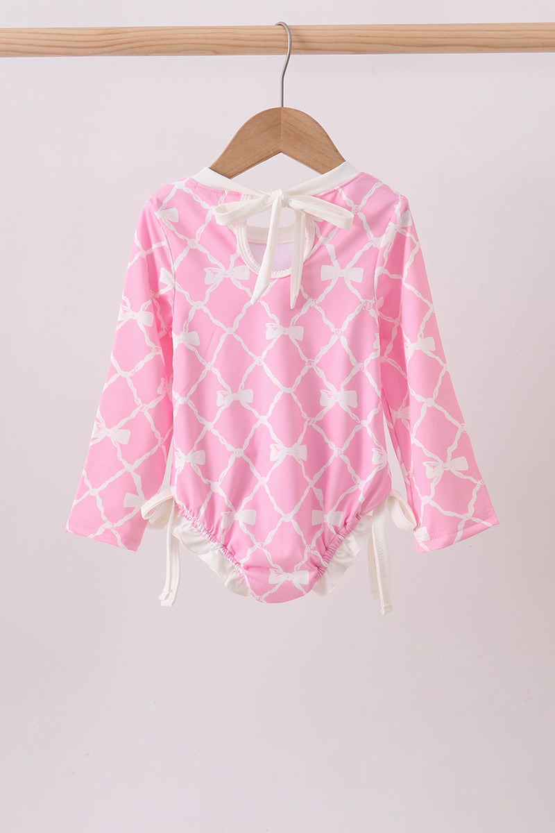 Pink Bow UPF Girls Rashguard