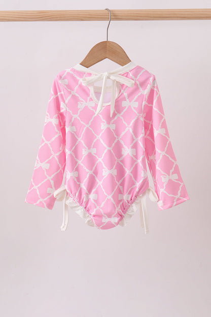 Pink Bow UPF Girls Rashguard