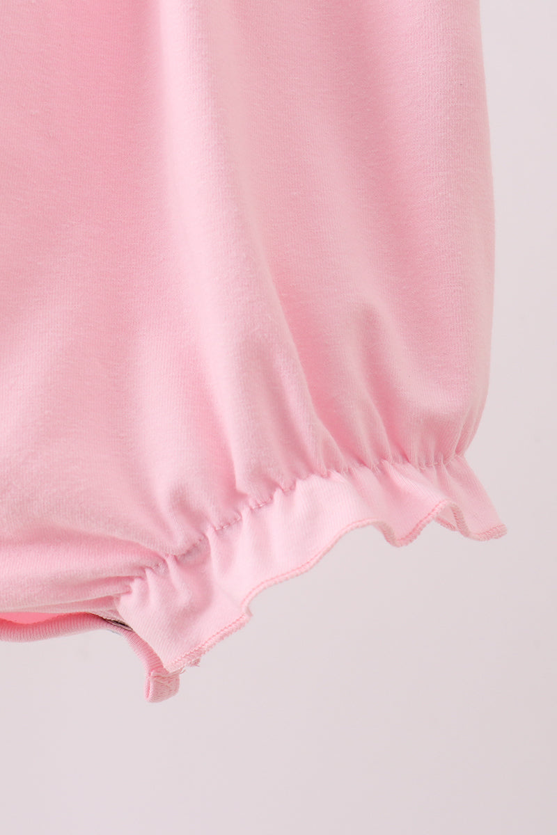 Pink Carousel Embroidery Ruffle Baby Girl Bubble