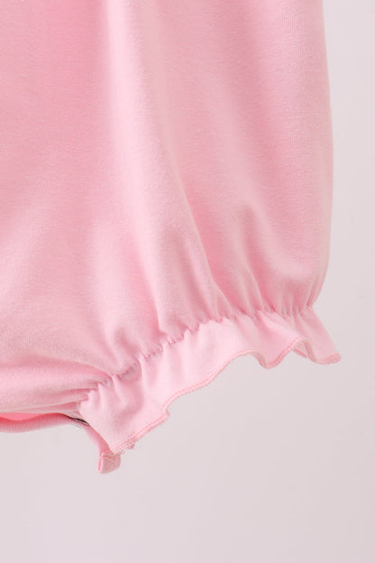 Pink Carousel Embroidery Ruffle Baby Girl Bubble