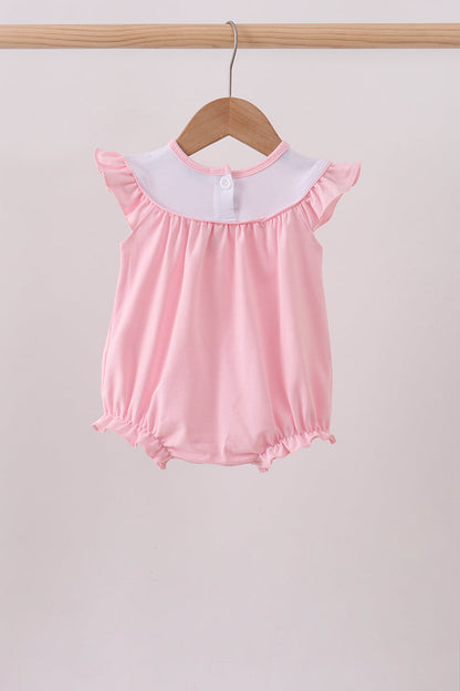 Pink Carousel Embroidery Ruffle Baby Girl Bubble