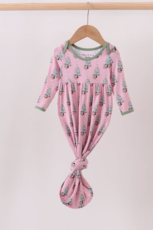 Pink Christmas Tree Bamboo Infant Gown