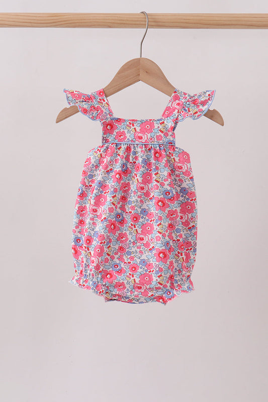 Pink Floral Knit Baby Girl Bubble