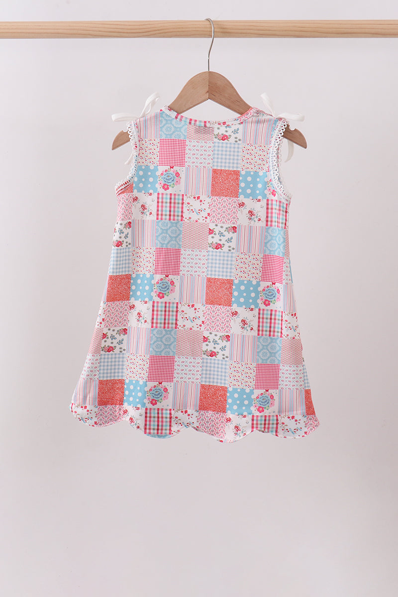 Pink Floral Patchwork Girls Dress