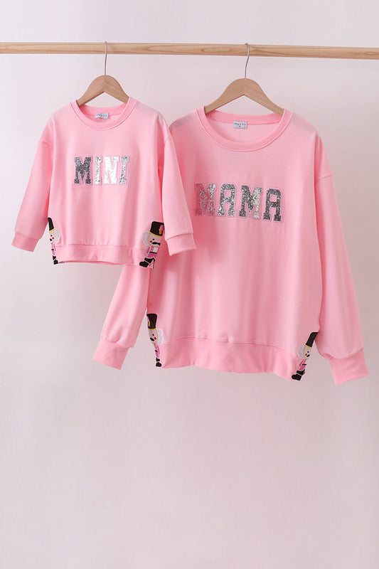 Pink Nutcracker glitter mom&me top