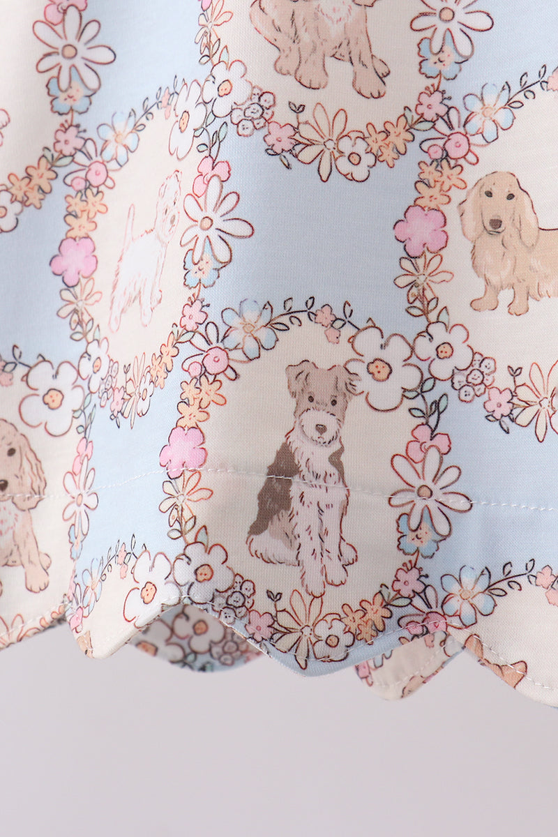 Pink Puppy Floral Ruffle Baby Girl Bloomer Set