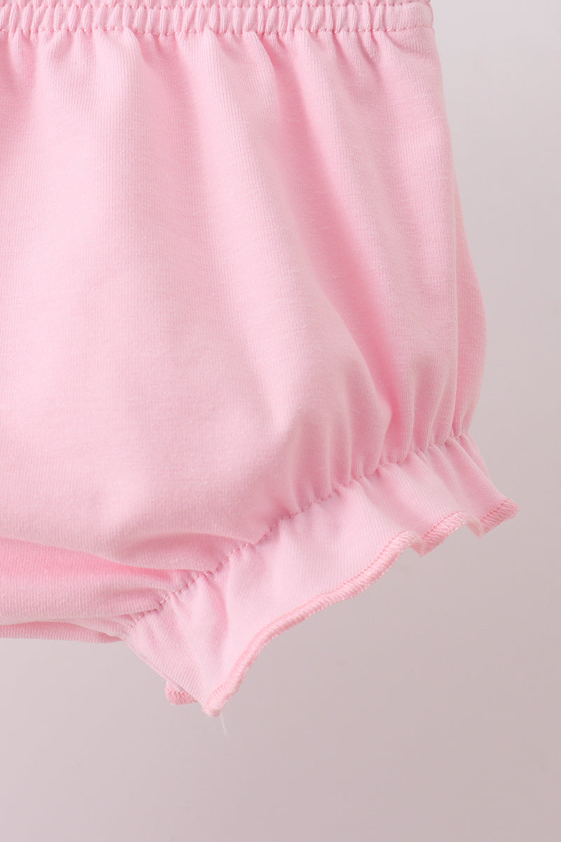 Pink Sailboat Embroidered Knit Baby Girl Bloomer Set