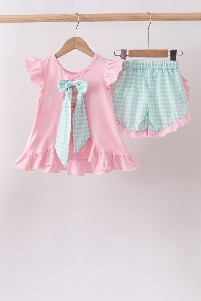 Pink Strawberry Appliqué Knit Girls Set