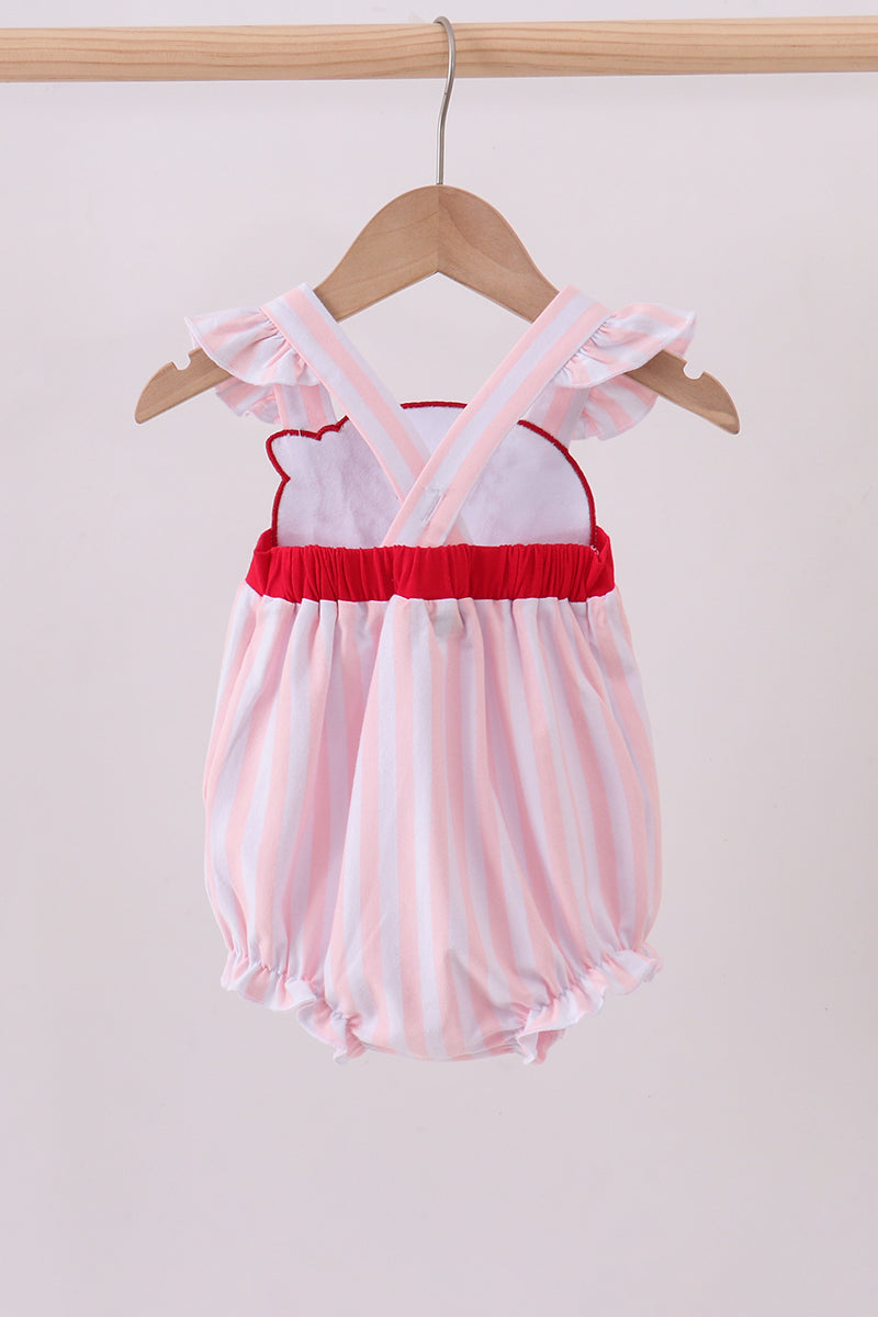 Pink baseball applique bubble