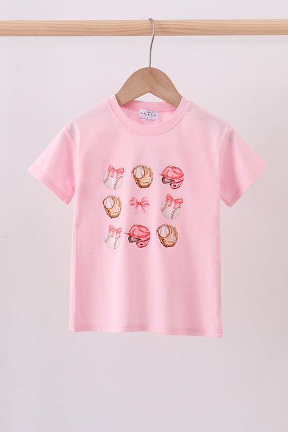 Pink baseball graphic top