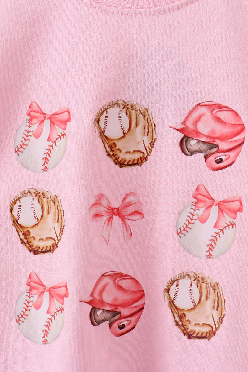 Pink baseball graphic top