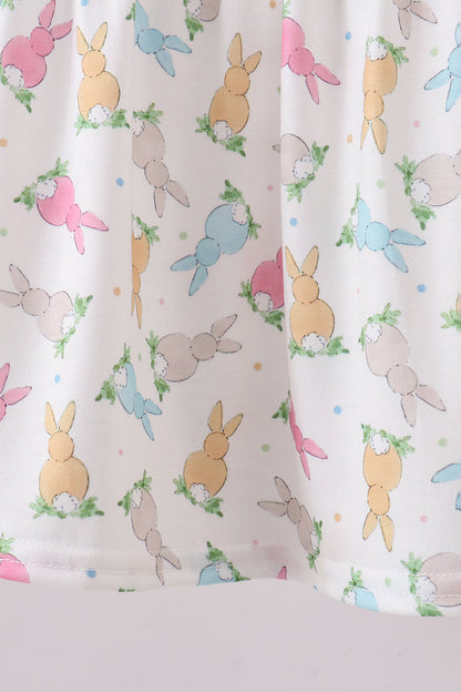 Pink bunny smocked ruffle shorts set