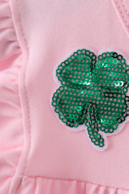 Pink clover sequin ruffle girl's dress