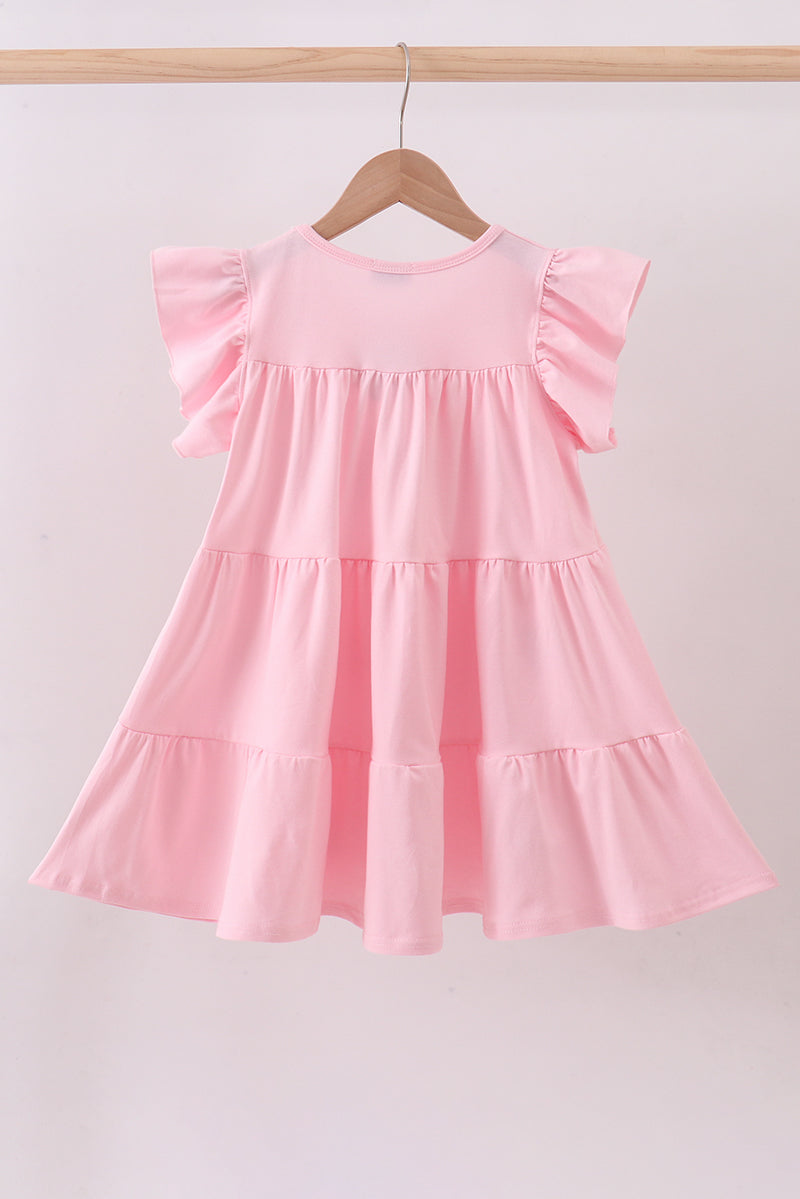 Pink clover sequin ruffle girl's dress