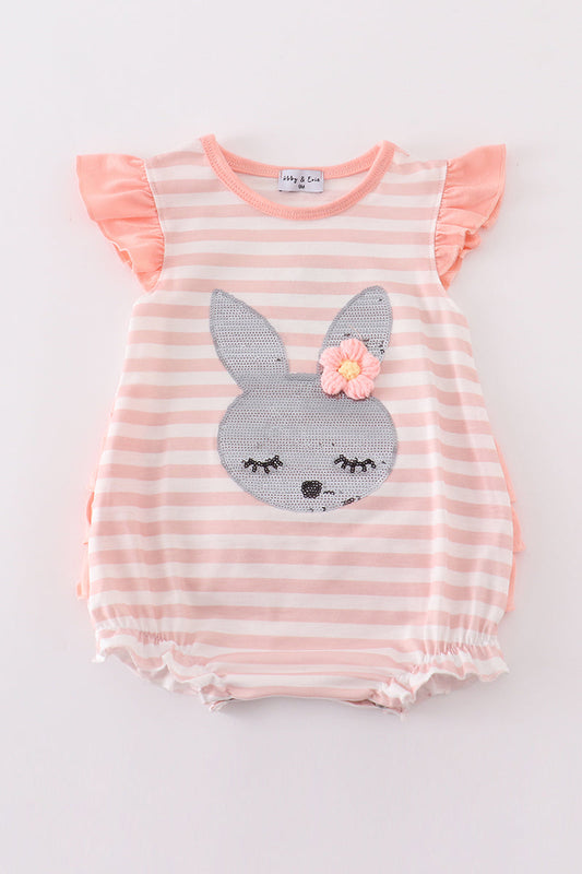 Pink easter bunny sequin girl bubble - Ella Jane Lifestyle Boutique