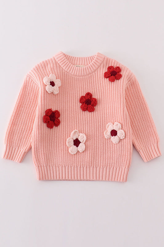 Pink floral hand-embroidery jumper sweater - Ella Jane Lifestyle Boutique