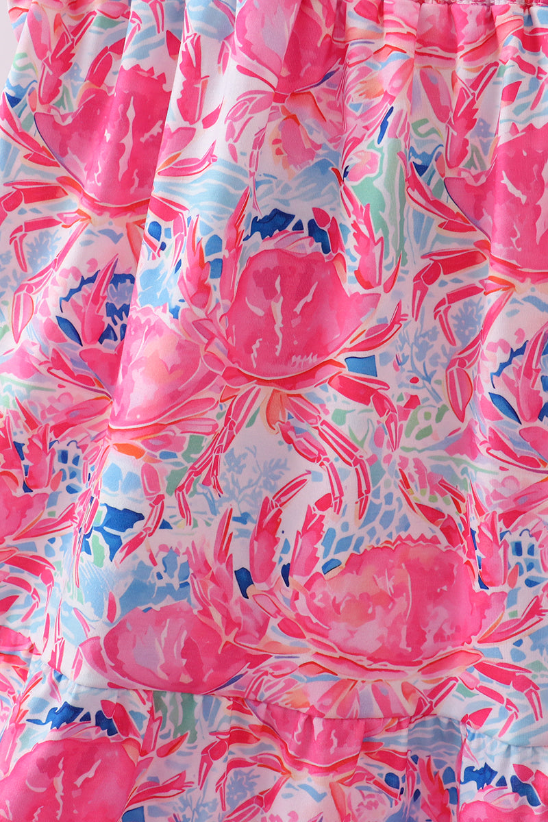 Pink floral smocked ruffle mom & me tiered dress