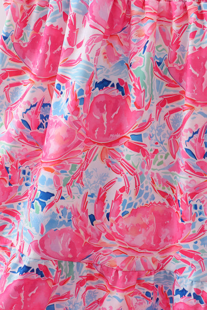 Pink floral smocked ruffle mom & me tiered dress
