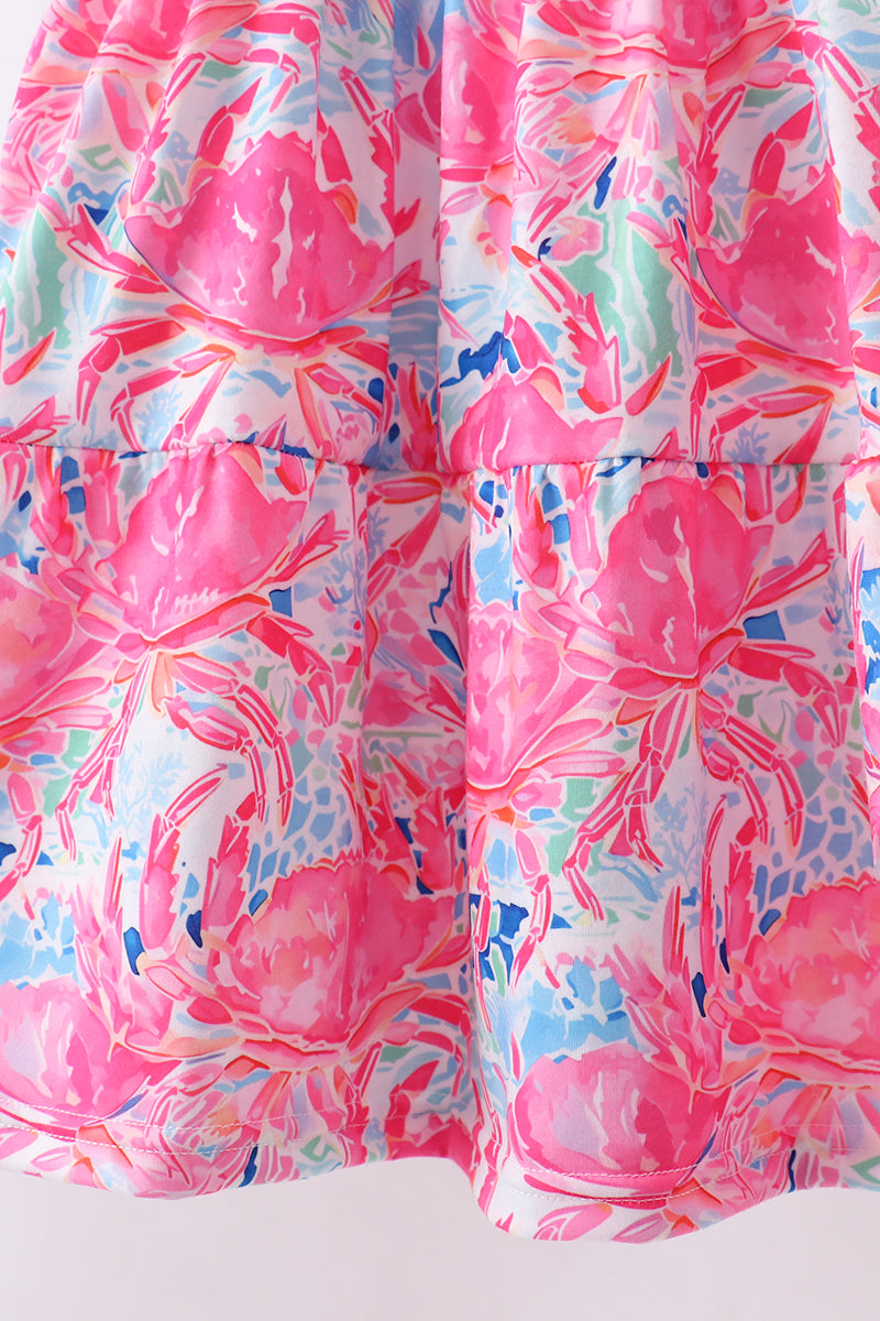 Pink floral smocked ruffle mom & me tiered dress