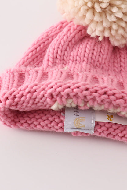 Gorro de punto con pompón rosa
