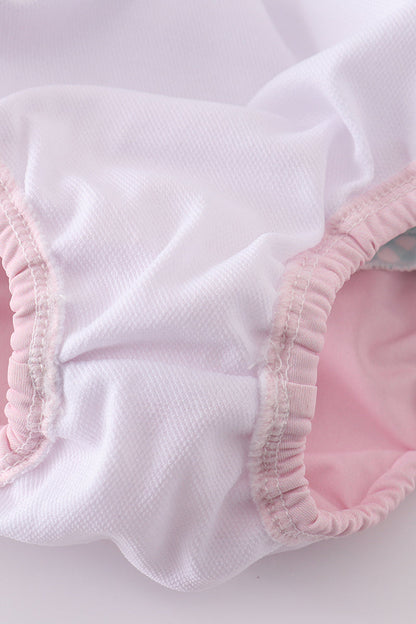 Pink princess embroidery girl 2pc swimsuit - Ella Jane Lifestyle Boutique