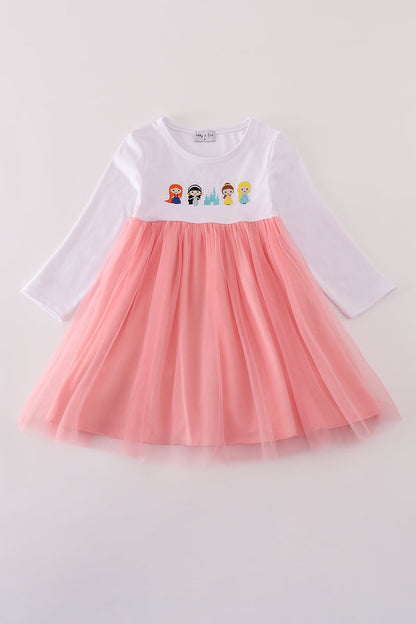 Pink princess embroidery tutu dress