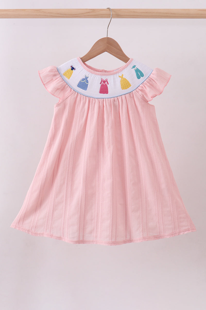Pink princess smocked ruffle girl’s dress