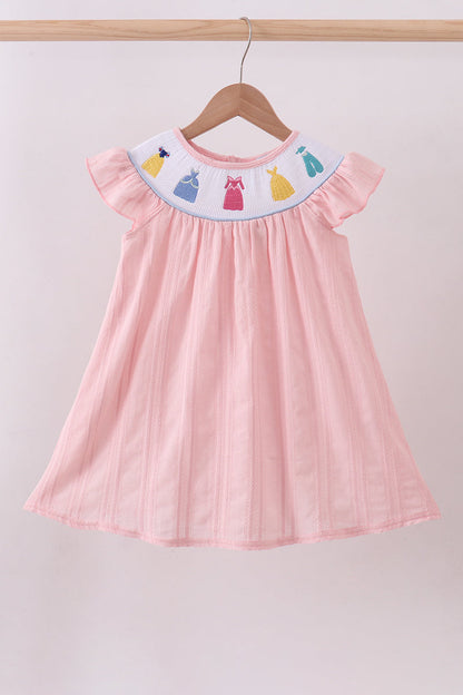 Pink princess smocked ruffle girl’s dress