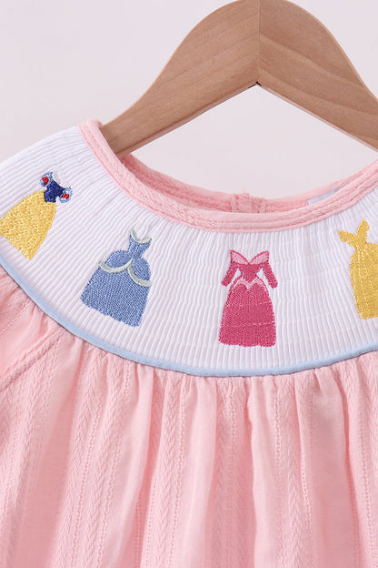 Pink princess smocked ruffle girl’s dress