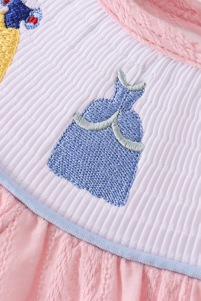 Pink princess smocked ruffle girl’s dress