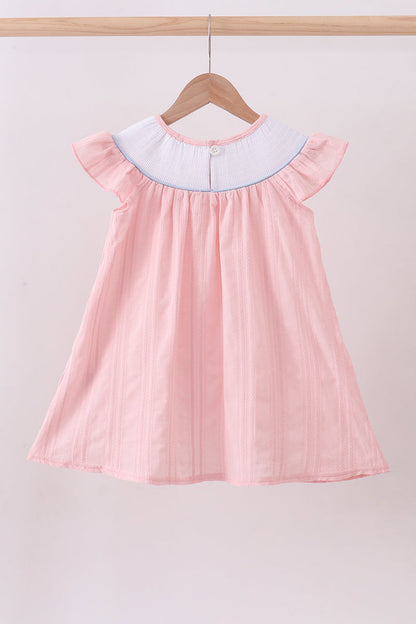 Pink princess smocked ruffle girl’s dress