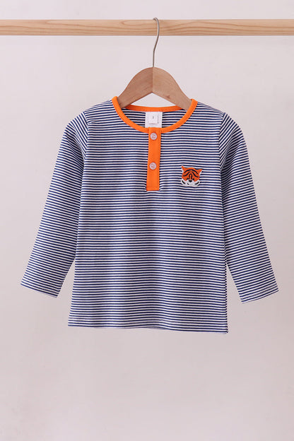 Top de tigre con rayas azules castañas de primera calidad