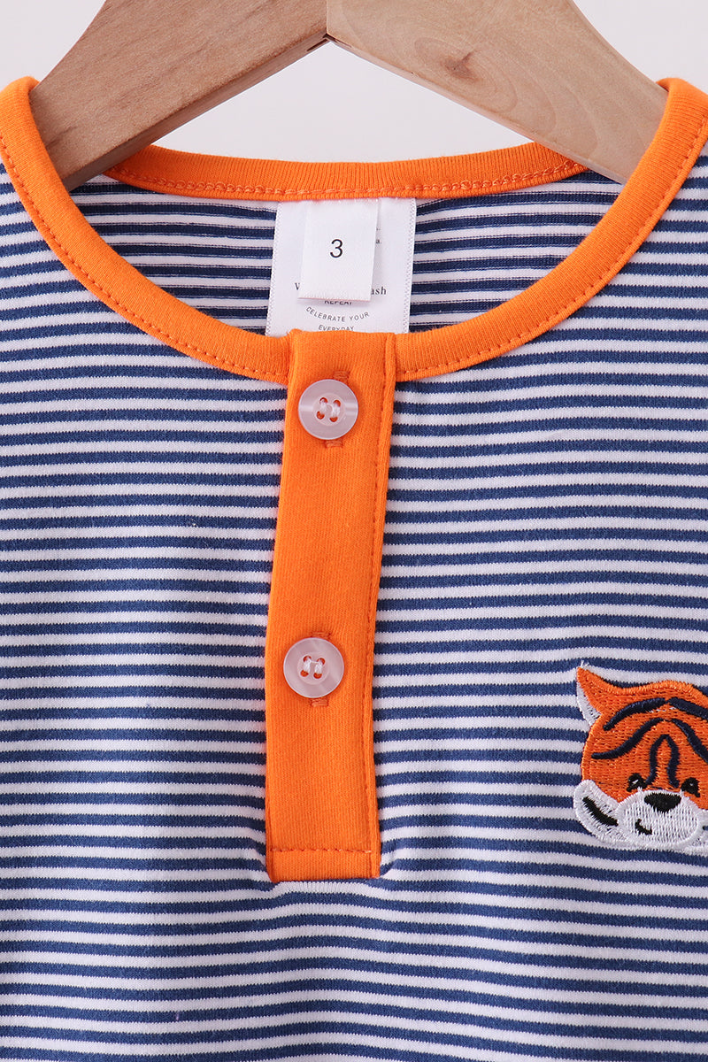Top de tigre con rayas azules castañas de primera calidad