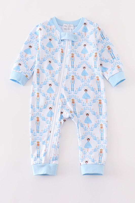 Premium Blue nutcracker print boy romper - Ella Jane Lifestyle Boutique