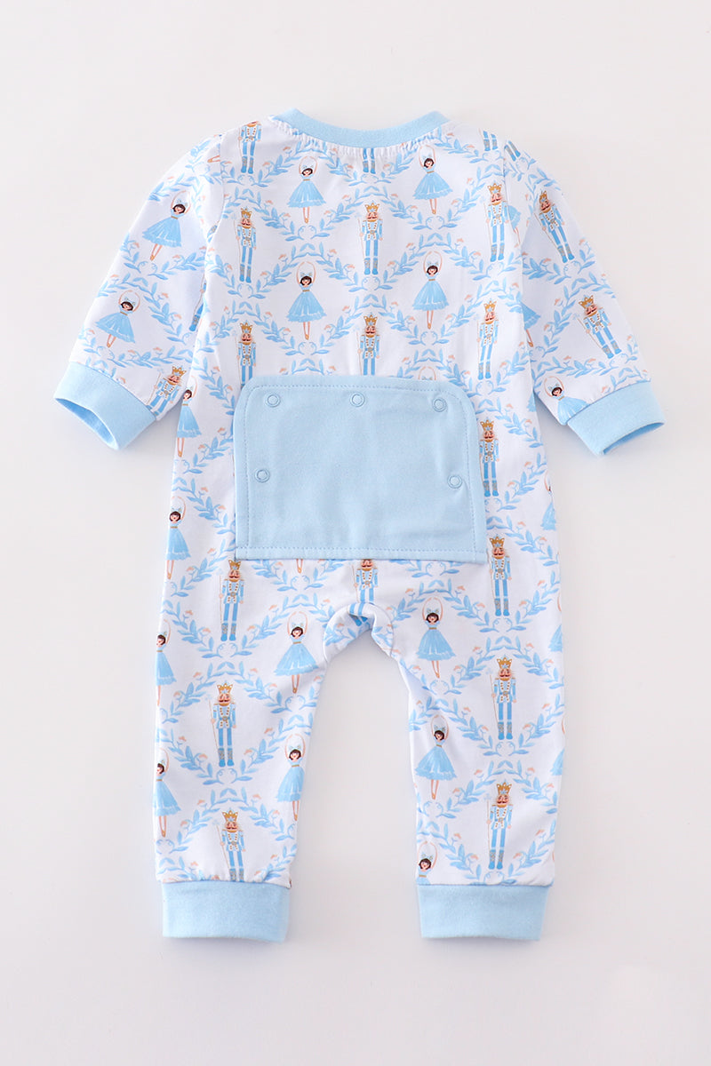 Premium Blue nutcracker print boy romper - Ella Jane Lifestyle Boutique