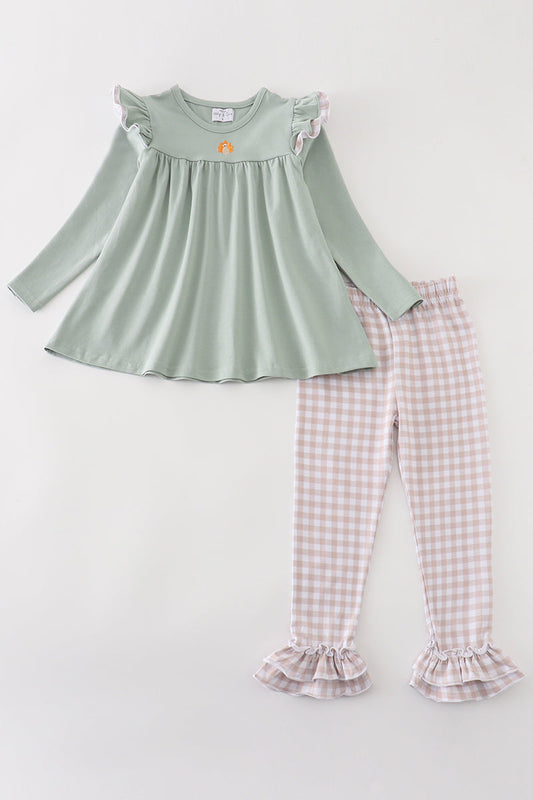 Premium Green turkey embroidery girl set - Ella Jane Lifestyle Boutique
