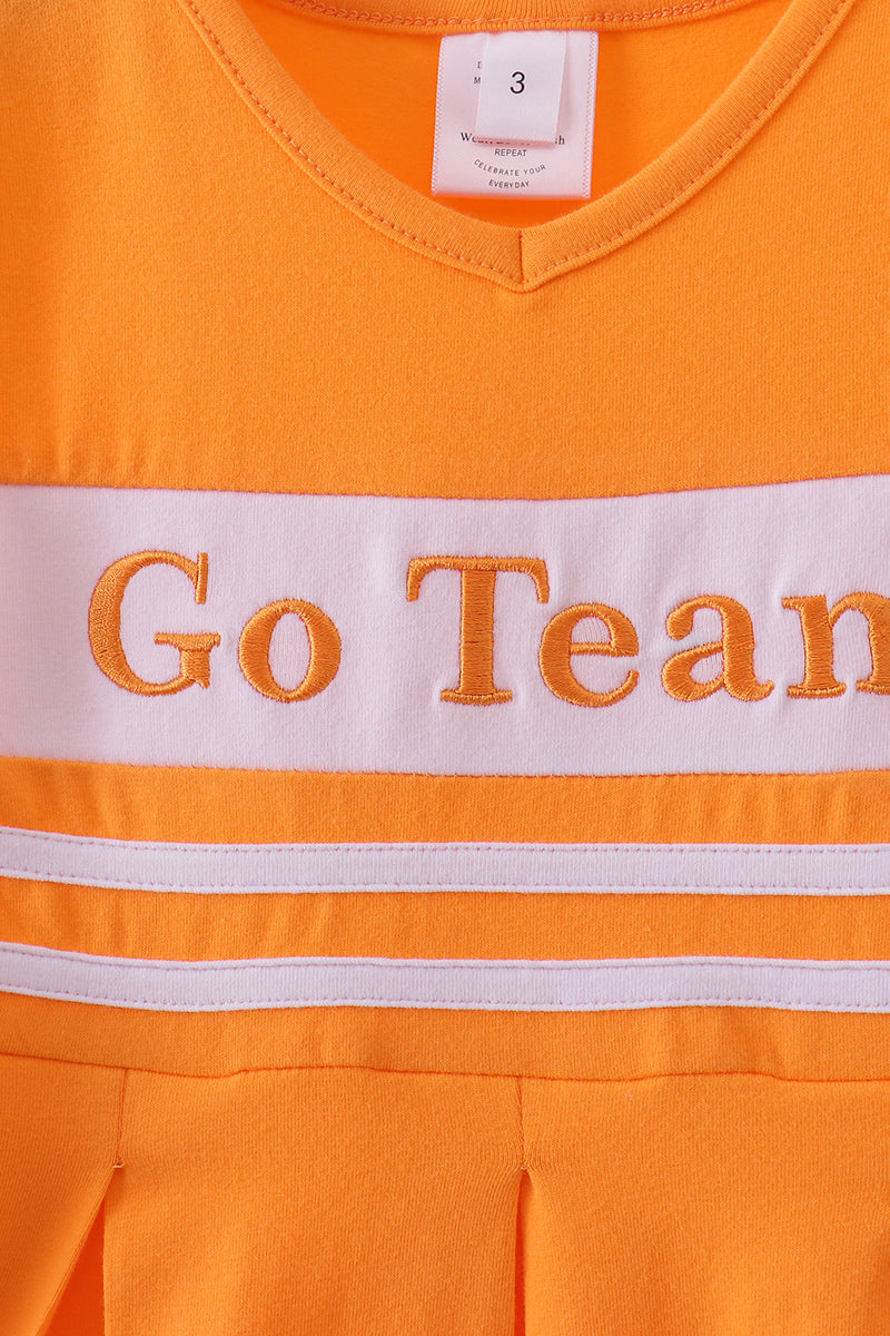 Vestido con volantes y bordado del equipo Tennessee Go Team en color naranja premium