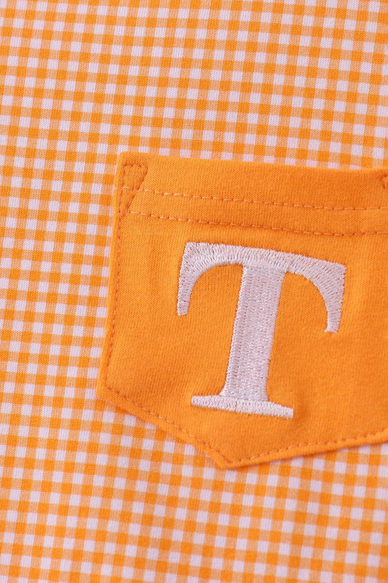 Blusa de cuadros vichy con bordado de Tennessee en color naranja premium