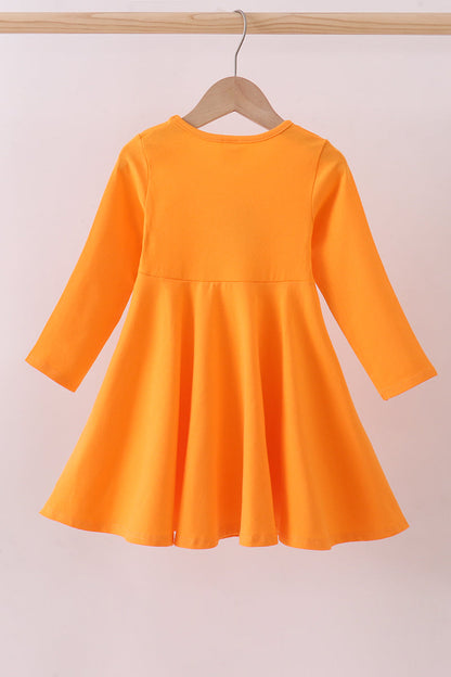Vestido naranja premium con apliques de cachorro de Tennessee