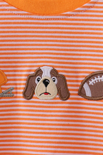 Burbuja de rayas de fútbol americano con cachorro de Tennessee naranja premium