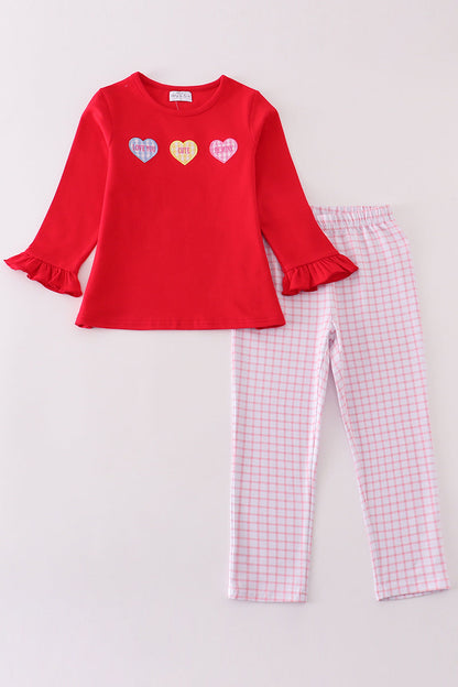 Premium red valentine heart applique girl set - Ella Jane Lifestyle Boutique