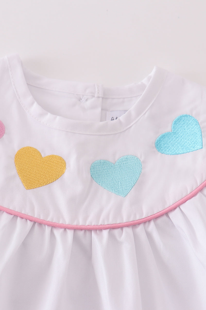 Premium white valentine heart embroidery girl bubble - Ella Jane Lifestyle Boutique