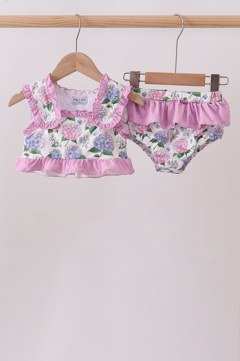 Purple Hydrangea UPF 2-Piece Girls Swim Set