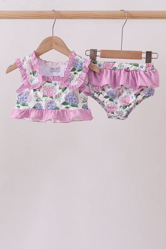 Purple Hydrangea UPF 2-Piece Girls Swim Set