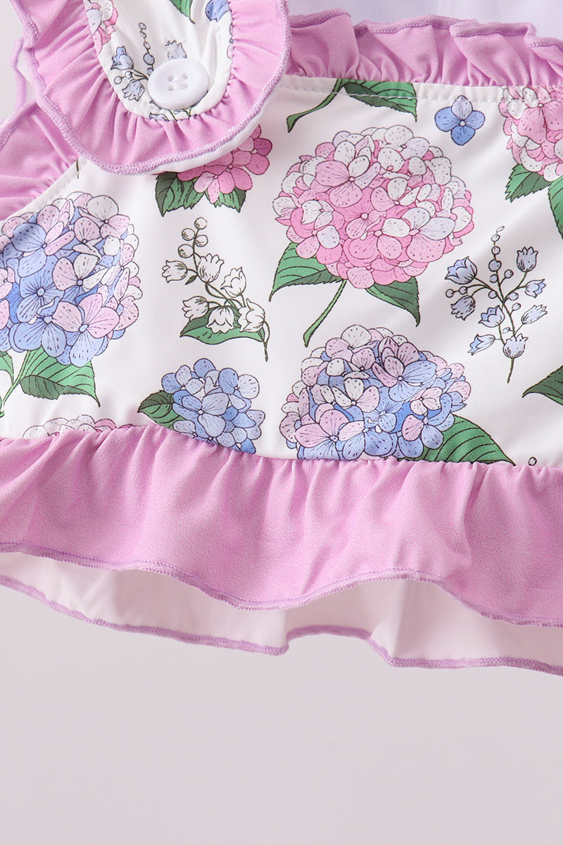 Purple Hydrangea UPF 2-Piece Girls Swim Set