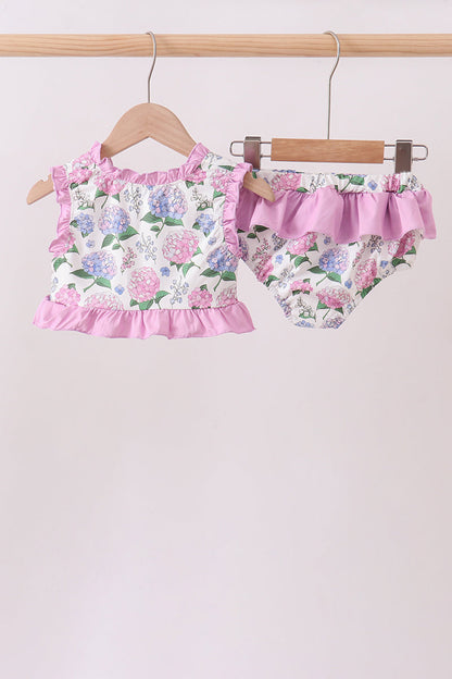 Purple Hydrangea UPF 2-Piece Girls Swim Set