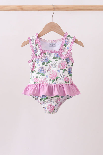 Purple Hydrangea UPF One-Piece Girls Swimsuit